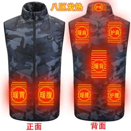 image-Heated Vest Men Women Electric Warming Jacket Stand Collar Zip