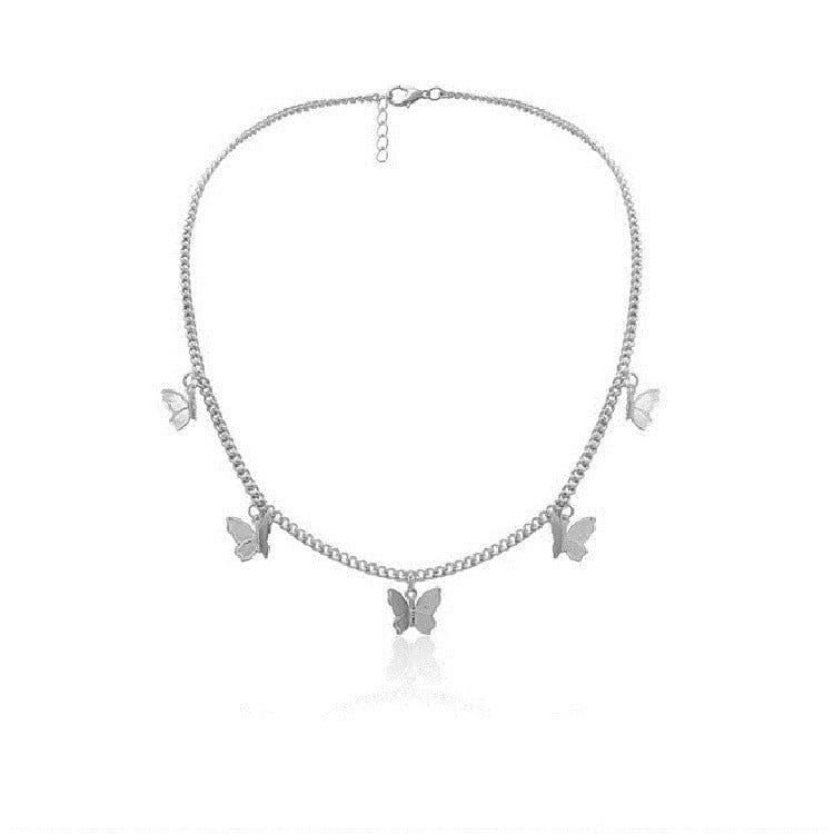 image-Butterfly Pendant Necklace Silver Alloy Chain Women's Jewelry
