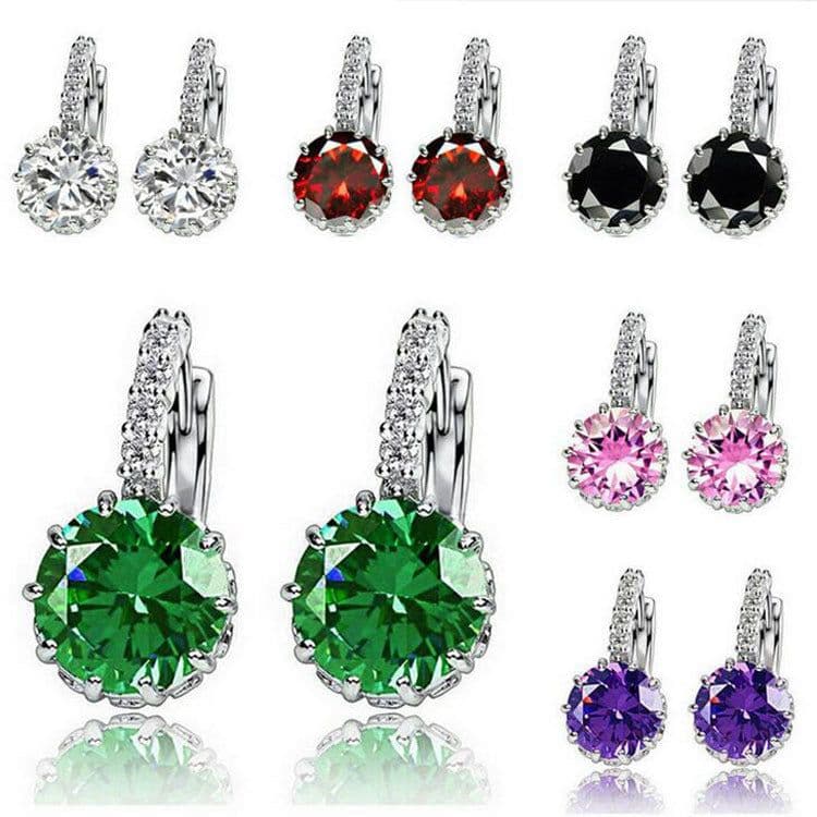 image-Crystal Zircon Earrings Korean Style Alloy Multicolor Women