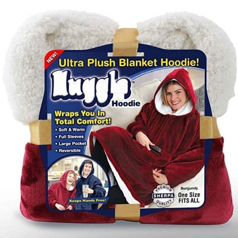image-Hooded Fleece Blanket Hoodie Wearable Throw Pajamas