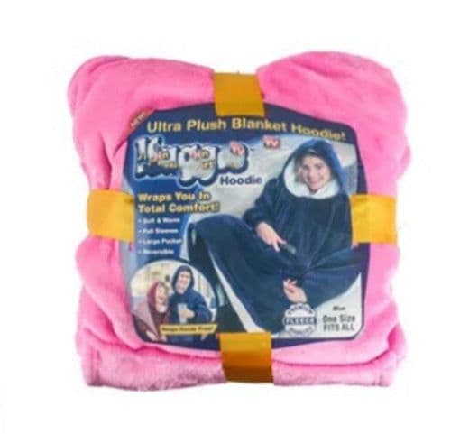 image-Hooded Fleece Blanket Hoodie Wearable Throw Pajamas