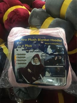 image-Hooded Fleece Blanket Hoodie Wearable Throw Pajamas