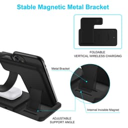 image-TIMESSre 4-in-1 Wireless Charger 15W Fast Charge Foldable Stand
