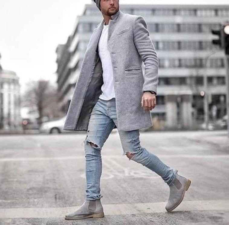 image-Men's Brown Wool Blend Overcoat Lapel Single-Breasted Jacket