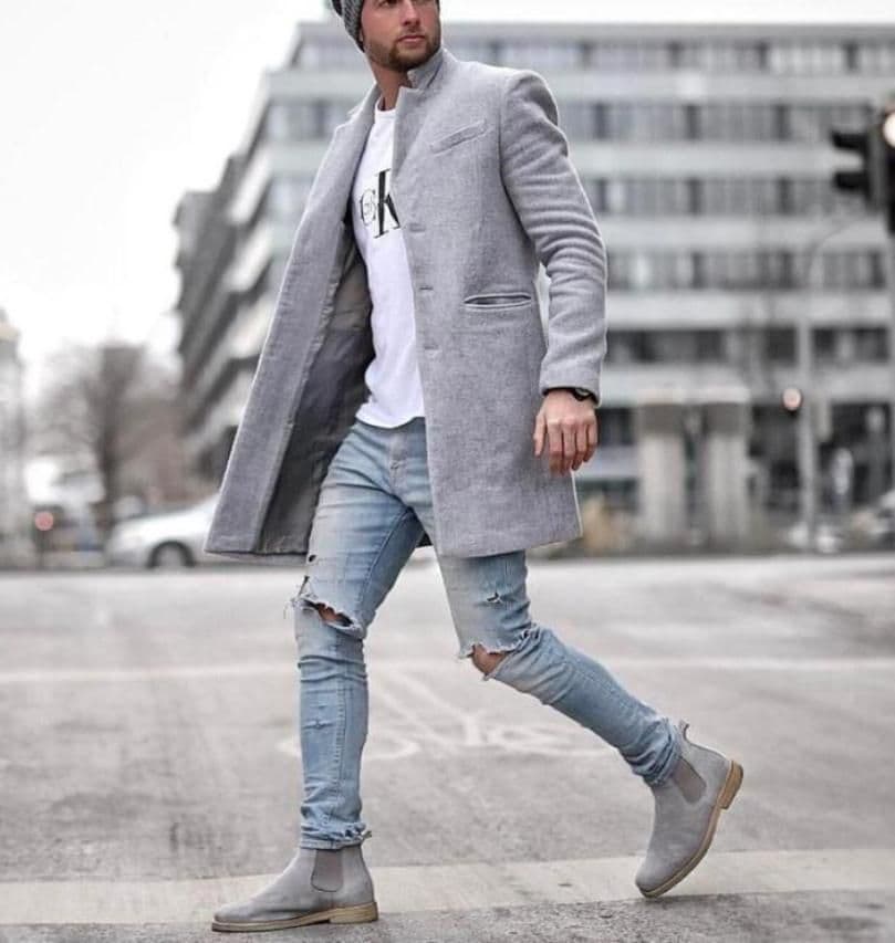 image-Men's Brown Wool Blend Overcoat Lapel Single-Breasted Jacket