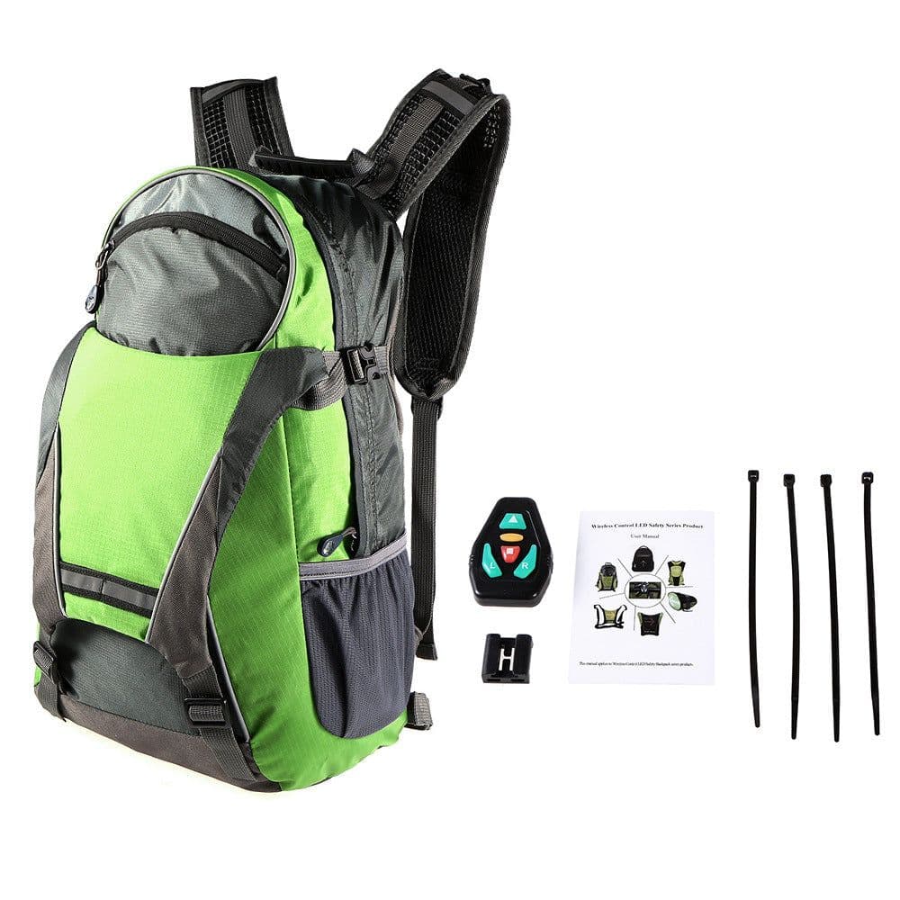 image-Bicycle LED Turn Signal Backpack with Wireless Remote Control