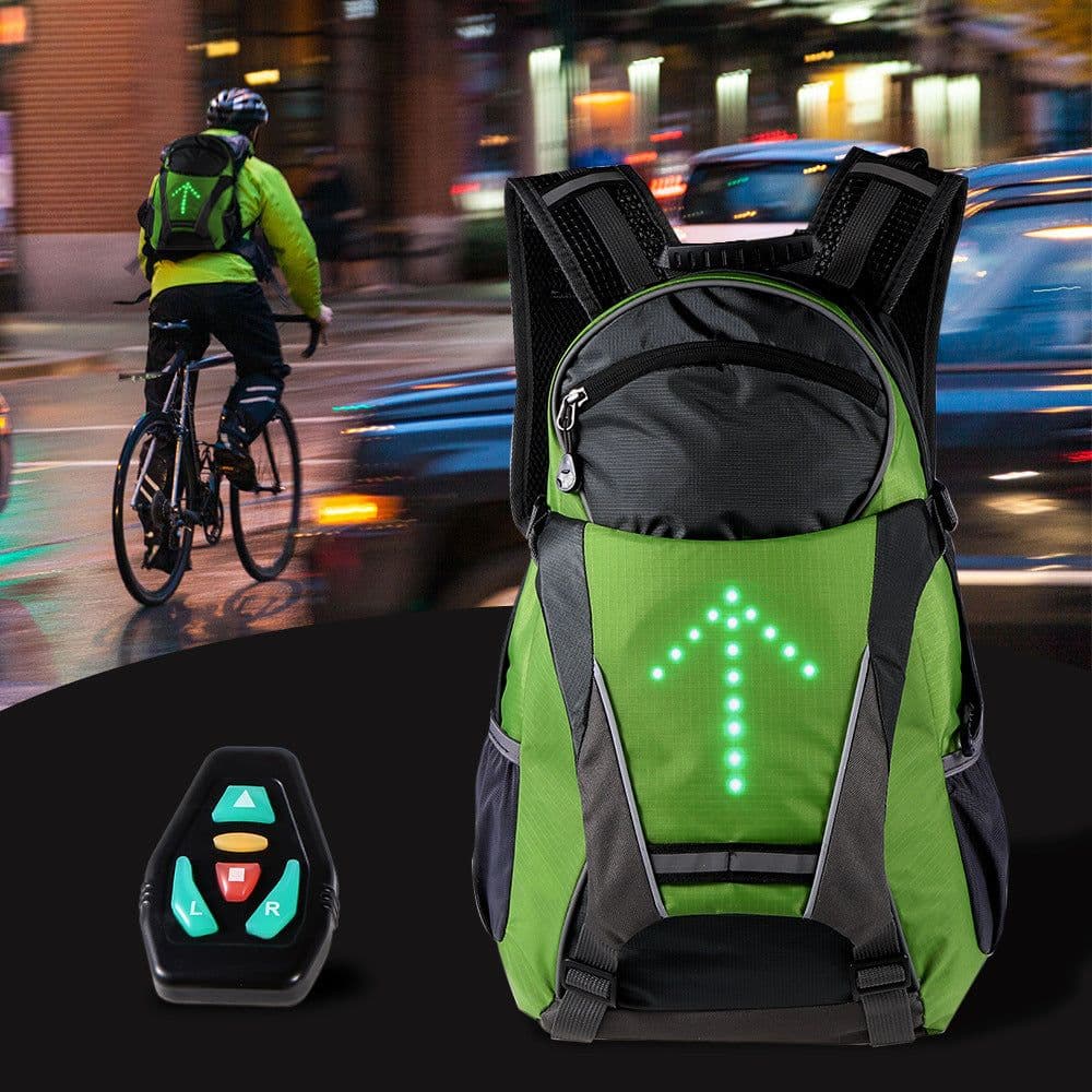image-Bicycle LED Turn Signal Backpack with Wireless Remote Control