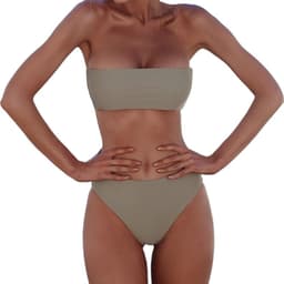 image-Elyin Ou Solid Color Bikini Swimsuit with Chest Pad