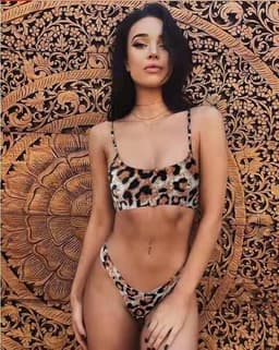 image-Leopard Print Bikini Swimsuit with Steel Support Skirt Style