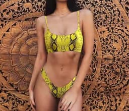 image-Leopard Print Bikini Swimsuit with Steel Support Skirt Style
