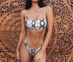 image-Leopard Print Bikini Swimsuit with Steel Support Skirt Style