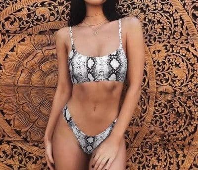 image-Leopard Print Bikini Swimsuit with Steel Support Skirt Style