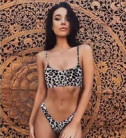 image-Leopard Print Bikini Swimsuit with Steel Support Skirt Style