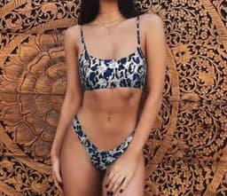 image-Leopard Print Bikini Swimsuit with Steel Support Skirt Style