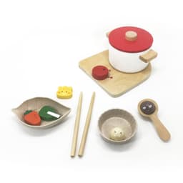 image-Wooden Kitchen Toy Set Simulation Cooking Playset for Kids