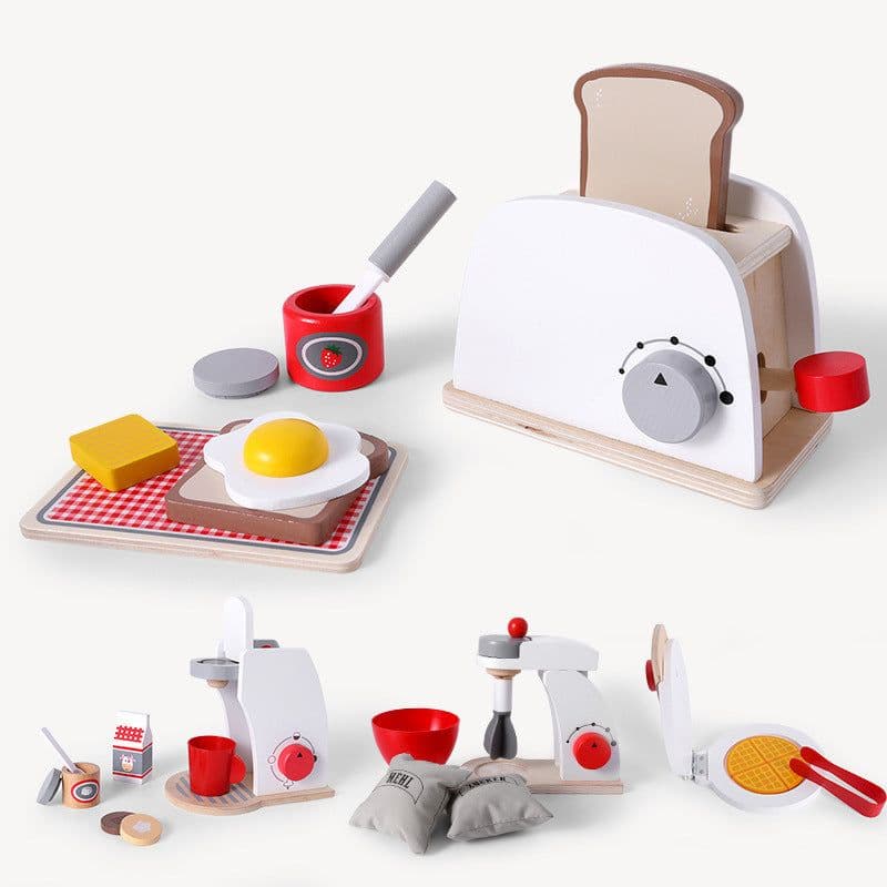 image-Wooden Kitchen Toy Set Simulation Cooking Playset for Kids