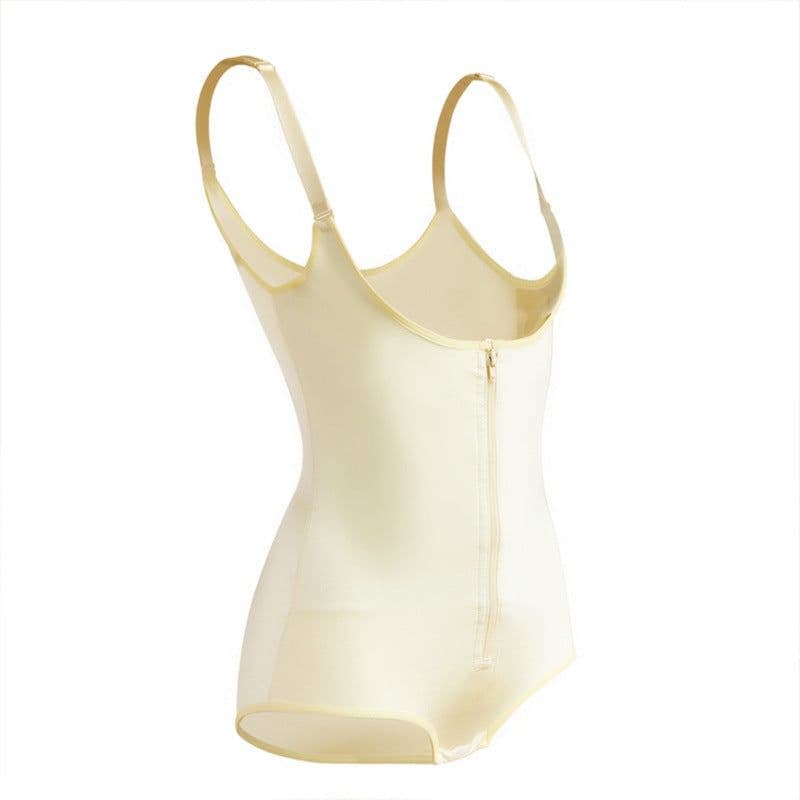 image-Nylon Shapewear Bodysuit with Zipper - Hip Lift Body Shaper