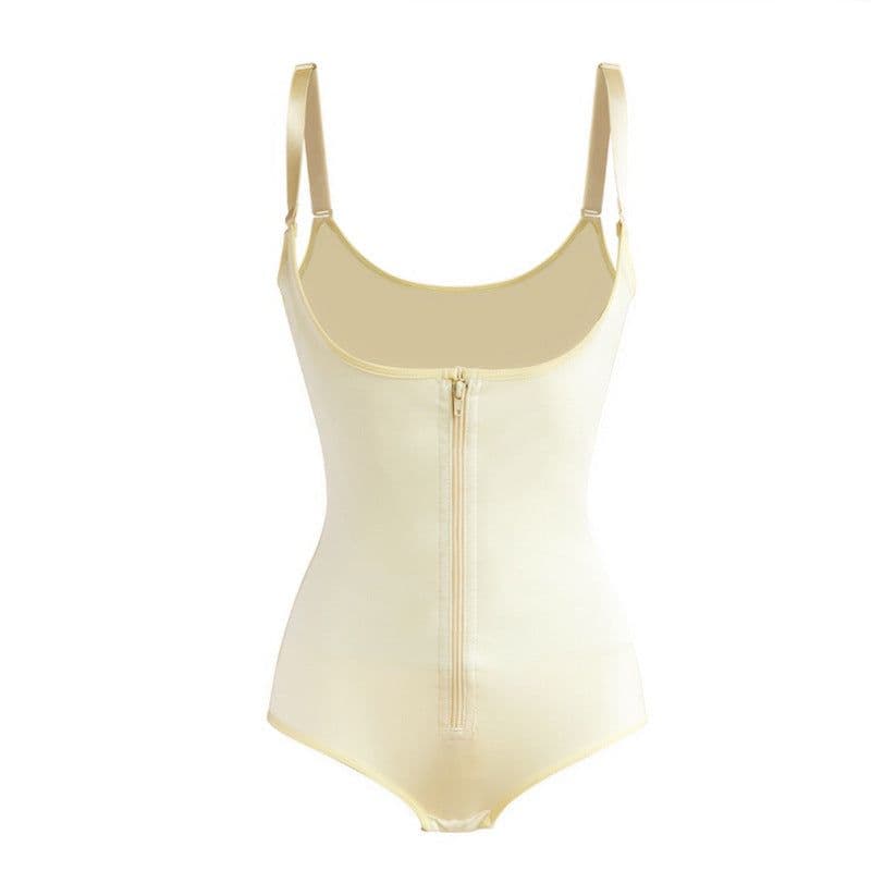image-Nylon Shapewear Bodysuit with Zipper - Hip Lift Body Shaper