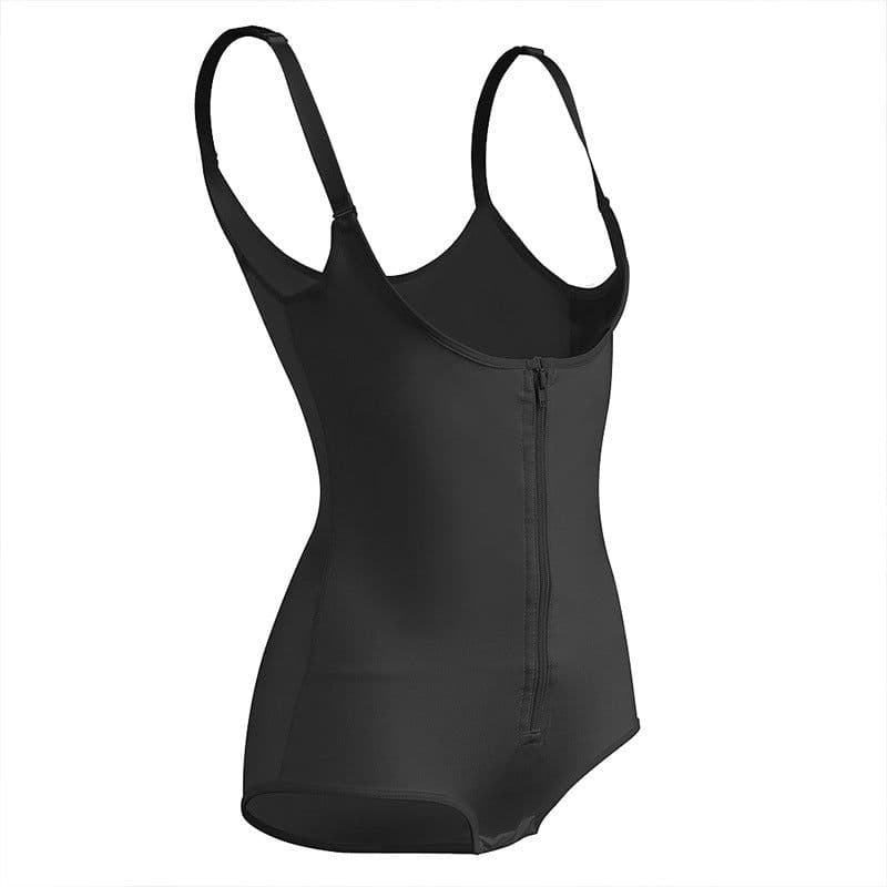 image-Nylon Shapewear Bodysuit with Zipper - Hip Lift Body Shaper