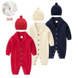 image-Berrytime Baby Boy Knit Romper Long Sleeve Cotton Jumpsuit
