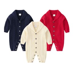image-Berrytime Baby Boy Knit Romper Long Sleeve Cotton Jumpsuit