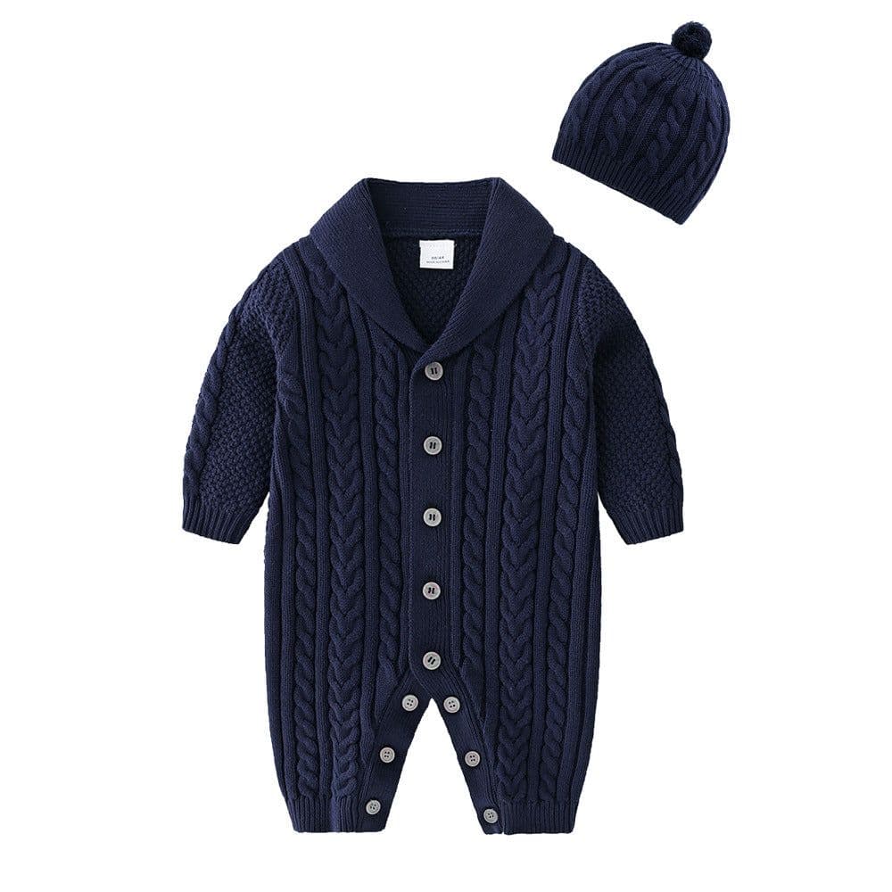 image-Berrytime Baby Boy Knit Romper Long Sleeve Cotton Jumpsuit