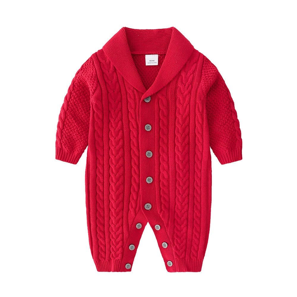 image-Berrytime Baby Boy Knit Romper Long Sleeve Cotton Jumpsuit