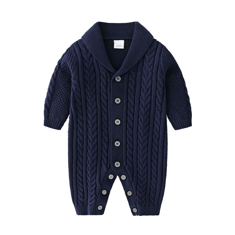 image-Berrytime Baby Boy Knit Romper Long Sleeve Cotton Jumpsuit