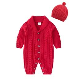 image-Berrytime Baby Boy Knit Romper Long Sleeve Cotton Jumpsuit