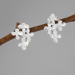 image-S925 Sterling Silver Flower Earrings for Women
