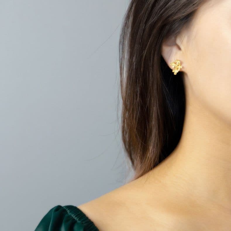 image-S925 Sterling Silver Flower Earrings for Women