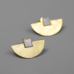 image-S925 Sterling Silver Aventurine Geometric Earrings