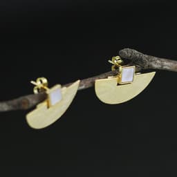 image-S925 Sterling Silver Aventurine Geometric Earrings