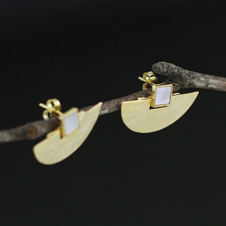 image-S925 Sterling Silver Aventurine Geometric Earrings