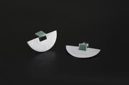 image-S925 Sterling Silver Aventurine Geometric Earrings