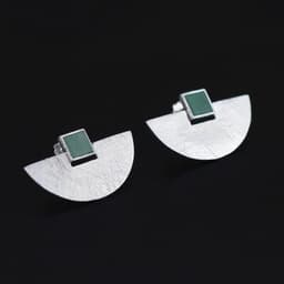 image-S925 Sterling Silver Aventurine Geometric Earrings