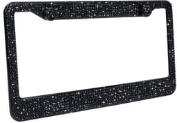 image-Magic Feather Rhinestone Stainless Steel License Plate Frame US