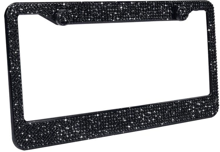 image-Magic Feather Rhinestone Stainless Steel License Plate Frame US