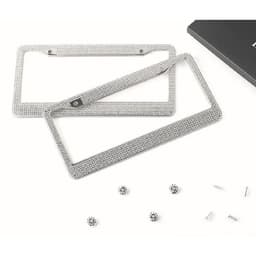image-Magic Feather Rhinestone Stainless Steel License Plate Frame US
