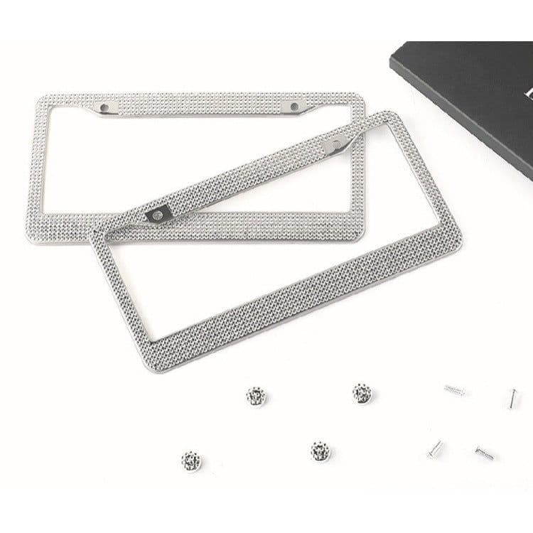 image-Magic Feather Rhinestone Stainless Steel License Plate Frame US