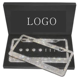 image-Magic Feather Rhinestone Stainless Steel License Plate Frame US