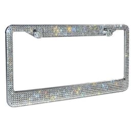 image-Magic Feather Rhinestone Stainless Steel License Plate Frame US