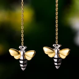 image-Sterling Silver Bee Earrings S925 Korean Fashion