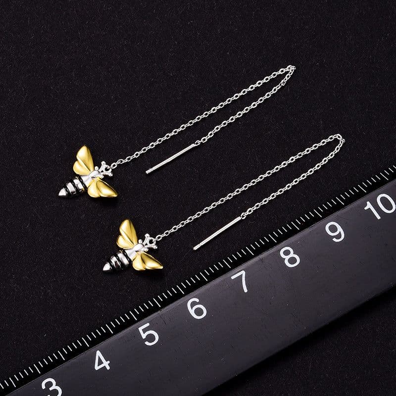 image-Sterling Silver Bee Earrings S925 Korean Fashion