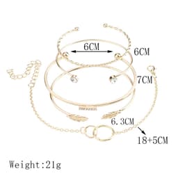 image-Alloy Leaf Diamond Bracelet Set 5-Piece
