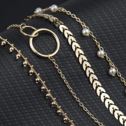 image-Alloy Bracelet Set with Pearl Pendant and Arrow Pattern