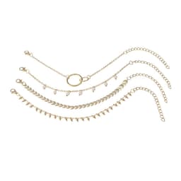 image-Alloy Bracelet Set with Pearl Pendant and Arrow Pattern
