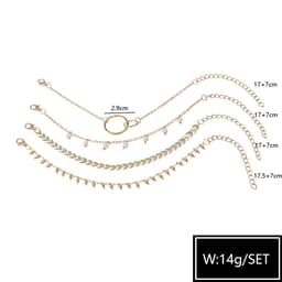 image-Alloy Bracelet Set with Pearl Pendant and Arrow Pattern