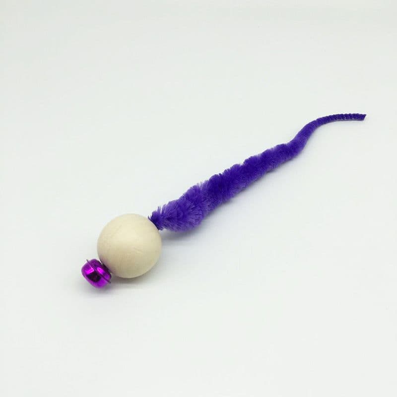 image-Wooden Bead Cat Toy with Bell - Caterpillar Shape Interactive