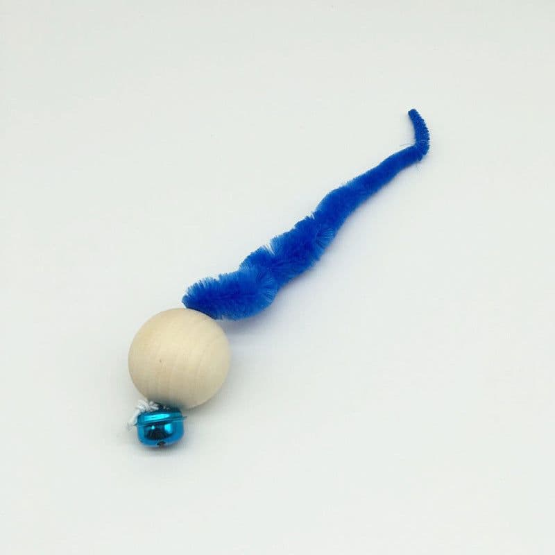 image-Wooden Bead Cat Toy with Bell - Caterpillar Shape Interactive